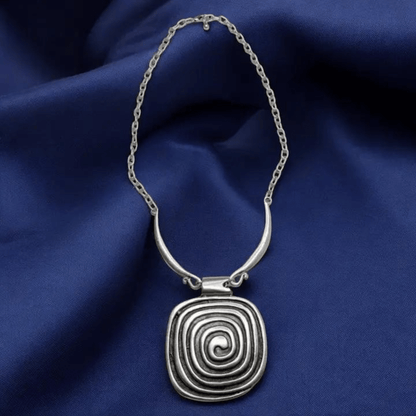 SWIRL PENDANT BOHO PEWTER NECKLACE