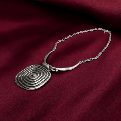 SWIRL PENDANT BOHO PEWTER NECKLACE