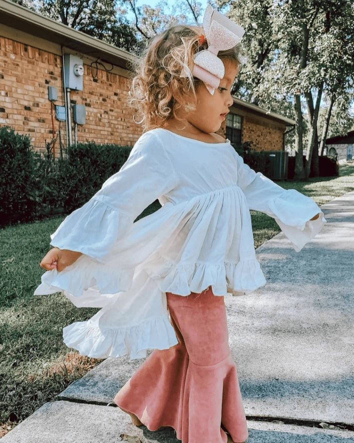 Pleated Velour Bell Bottoms - Lollipop Pink Boho Bell Bottom Pants