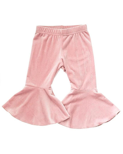 Pleated Velour Bell Bottoms - Lollipop Pink Boho Bell Bottom Pants